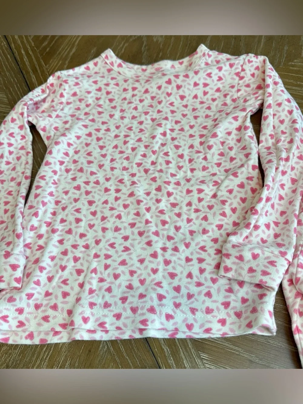 GAP Girls White Pajama Set with Pink Heart Print